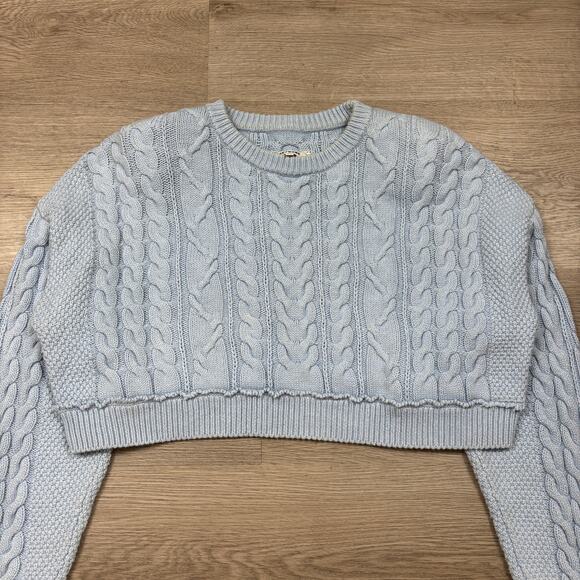 Re/Done Cable Knit Crop Cashmere Sweater Women's Small Minimalist - Picture 2 of 11